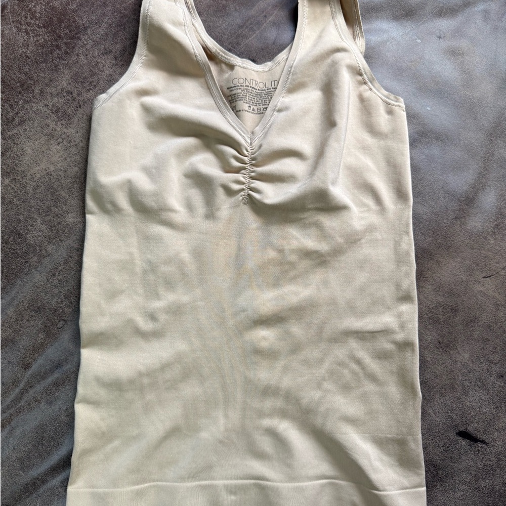 Control It! Shaping Beige Ribbed Tank Top (Large) - Picture 2 of 3